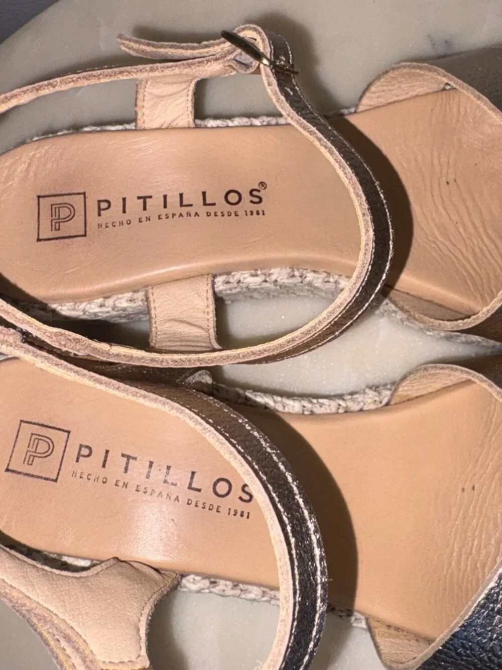 Size 9-9.5 Made In Spain Pitillos Rose Gold Espadrilles Sandals